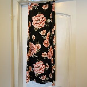 Black Maxi Skirt with Pink Floral design.